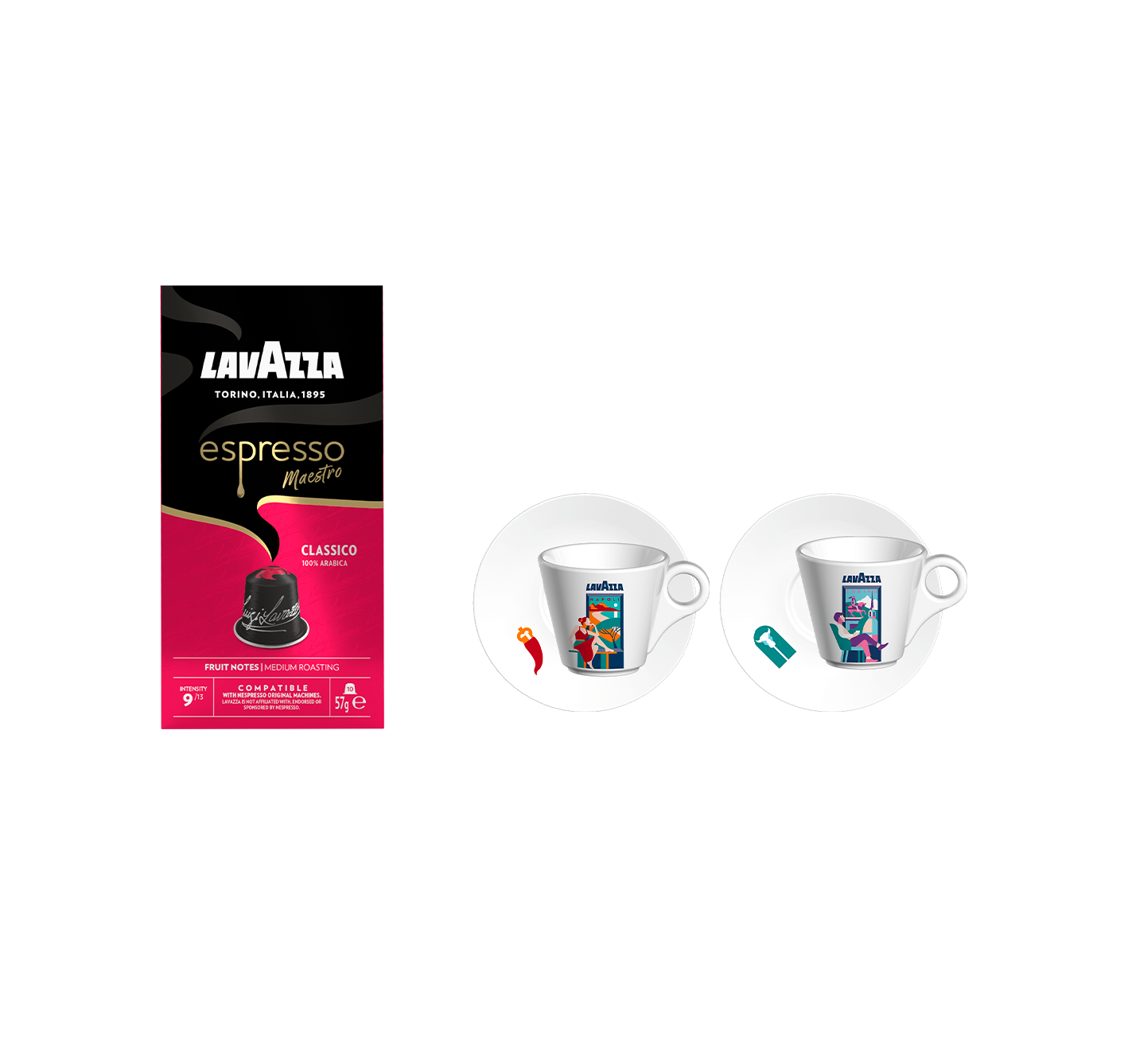 Coffret Espresso Maestro Classico 180 capsules + Set Espresso Turin et Naples offert